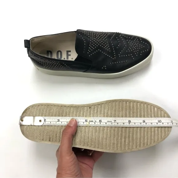 D.O.F. Department of Finery black leather star studded platform sneaker Size 40