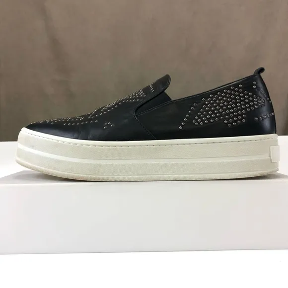 D.O.F. Department of Finery black leather star studded platform sneaker Size 40
