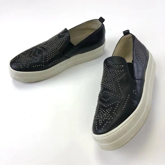 D.O.F. Department of Finery black leather star studded platform sneaker Size 40