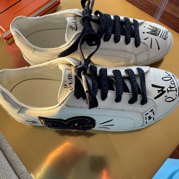 Dolce &amp; Gabbana White and Black Sneakers
