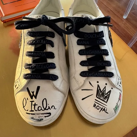Dolce &amp; Gabbana White and Black Sneakers