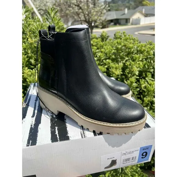 Dolce Vita Chelsea Boot Rancher Chunky Sole Womens Black Tan Size 9