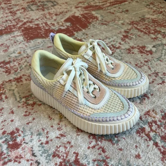 Dolce Vita Dolen Woven Platform‎ Sneakers In Multi Pink Yellow Purple