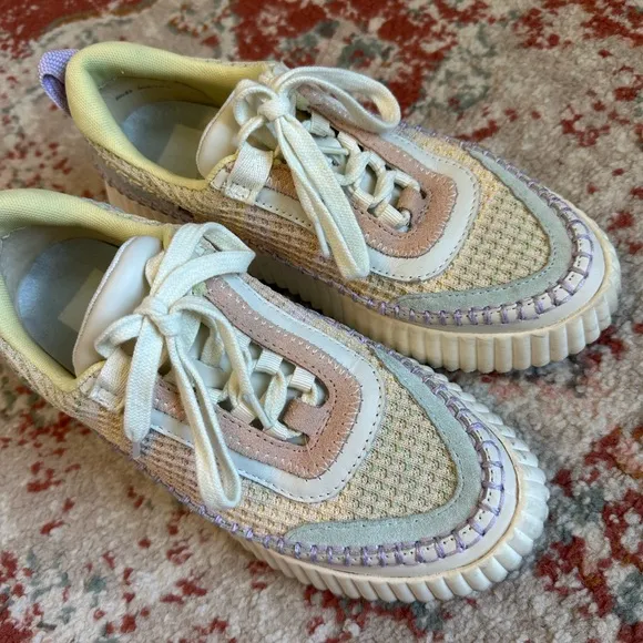 Dolce Vita Dolen Woven Platform‎ Sneakers In Multi Pink Yellow Purple