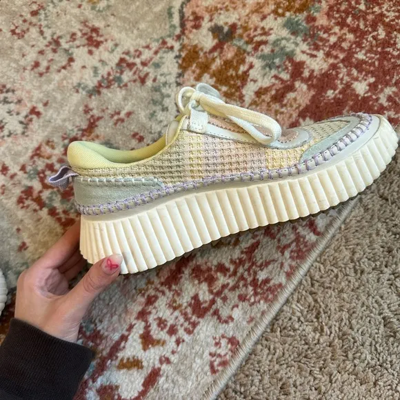 Dolce Vita Dolen Woven Platform‎ Sneakers In Multi Pink Yellow Purple