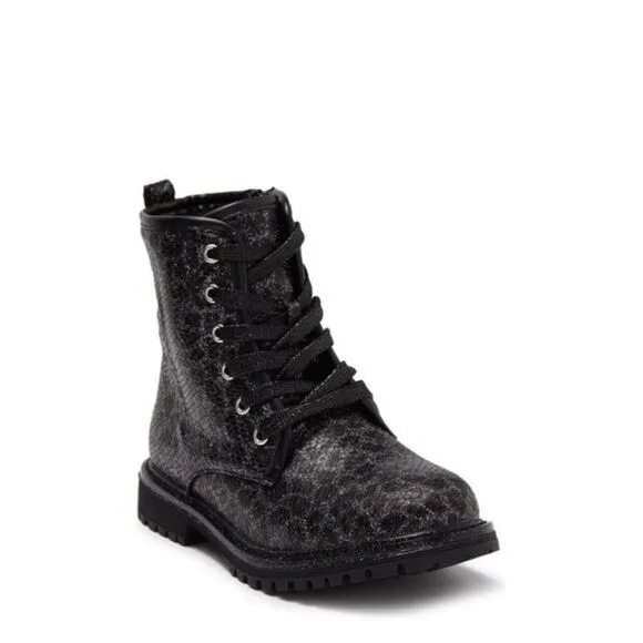Dolce Vita DV Girls Combat Boots sz 3 Leopard Print Sparkle NEW # bag 25-LL