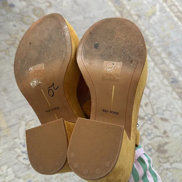 Dolce Vita Elly Honey Suede Leather Platform Sandals Size 7.5