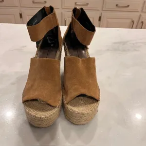 Dolce Vita Espadrille Platform Wedge Sandals Suede Ankle Strap Zip Closure Sz 10