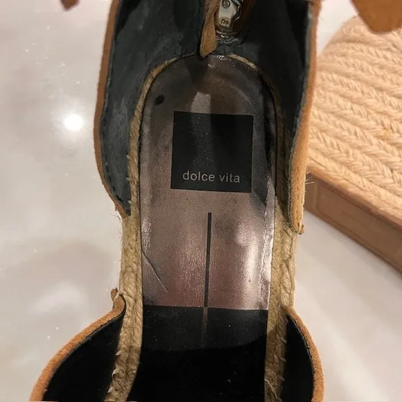 Dolce Vita Espadrille Platform Wedge Sandals Suede Ankle Strap Zip Closure Sz 10