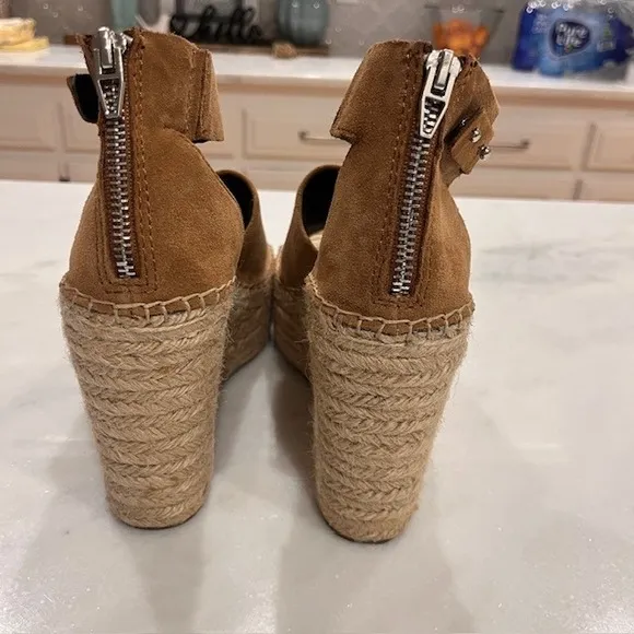 Dolce Vita Espadrille Platform Wedge Sandals Suede Ankle Strap Zip Closure Sz 10