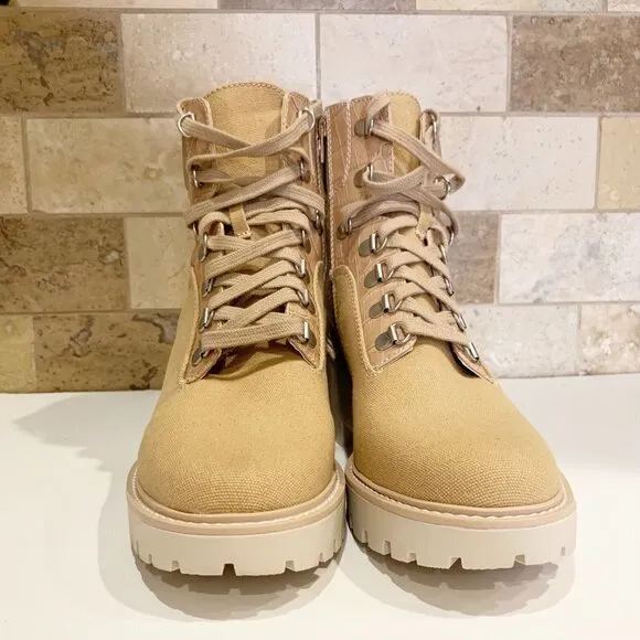 Dolce Vita Hank Combat Boot In Tan Cafe Brown - Snakeskin print Lug Sole 9.5