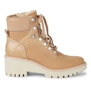 Dolce Vita Hank Combat Boot In Tan Cafe Brown - Snakeskin print Lug Sole 9.5