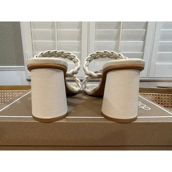 Dolce Vita Pang Heeled Sandals Ivory Stella Size 8 NIB Braided Slip On Strappy