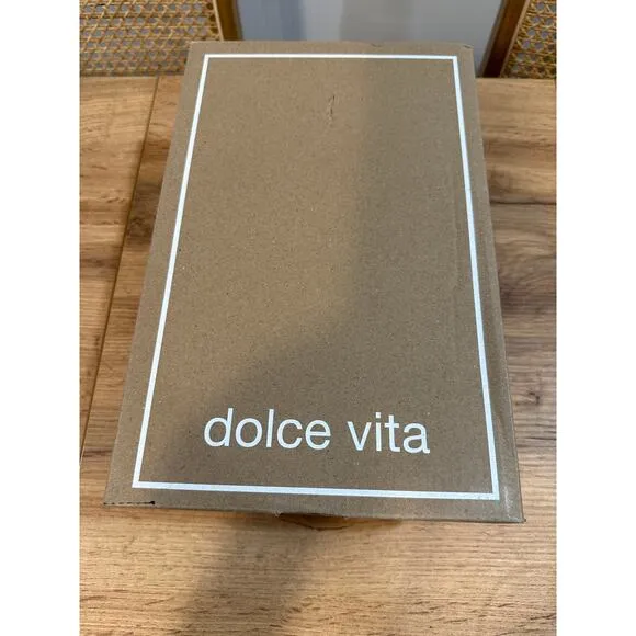 Dolce Vita Pang Heeled Sandals Ivory Stella Size 8 NIB Braided Slip On Strappy