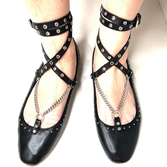 DOLCE VITA Patina Leather Studded Ballet Flats