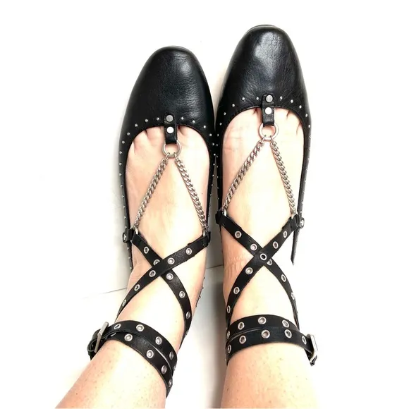 DOLCE VITA Patina Leather Studded Ballet Flats