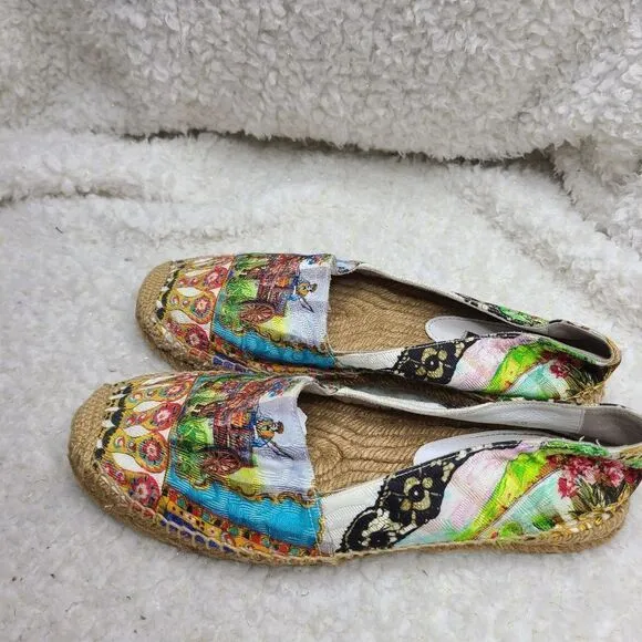 Dolce &amp; Gabbana Multi Pattern Multi Color Brocade Canvas Espadrilles sz 39‎
