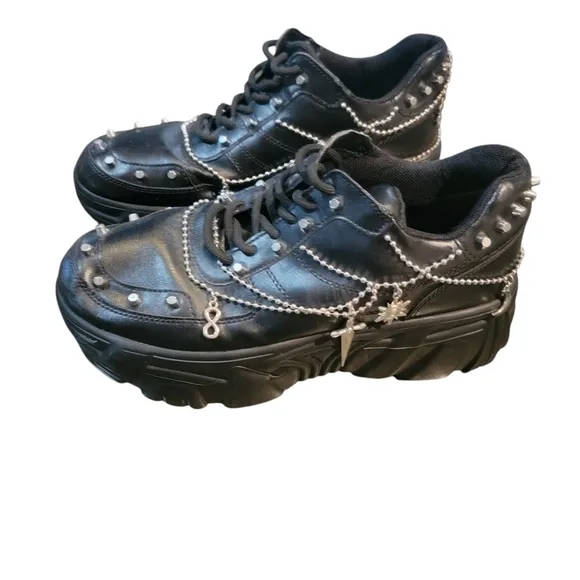 Dolls Kill Black Studded Platform Sneakers