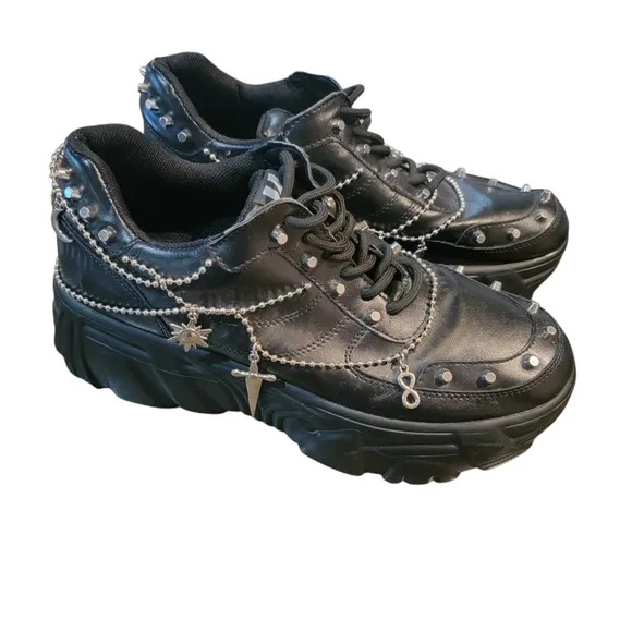 Dolls Kill Black Studded Platform Sneakers