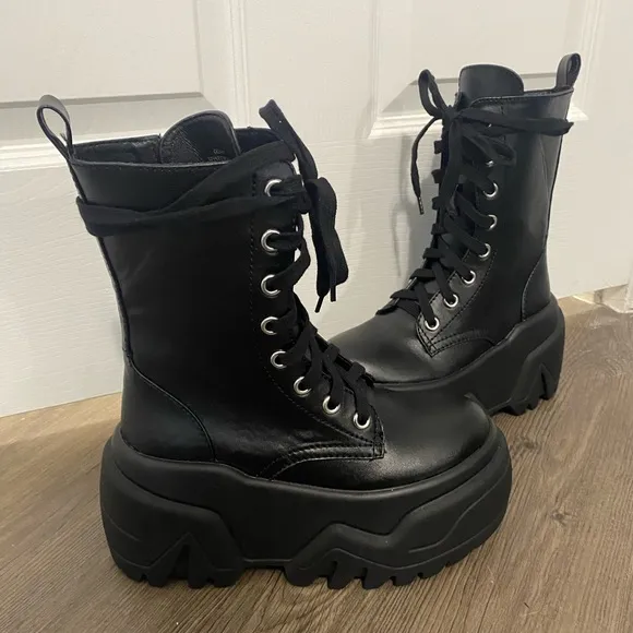 Dolls Kill / Club Exx | Optical Fuse Combat Boots