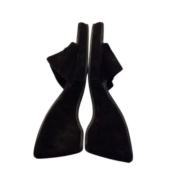 Donald J Pliner 9 M Womens Wedge Sandals Black Leather Suede Slide Buckle Italy