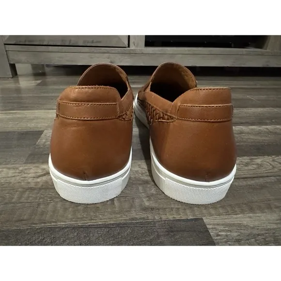 Donald J. Pliner Brown Leather Boating Shoes Mens 15 M Loafers Woven Clarks