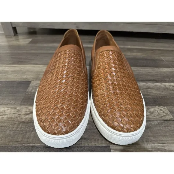 Donald J. Pliner Brown Leather Boating Shoes Mens 15 M Loafers Woven Clarks