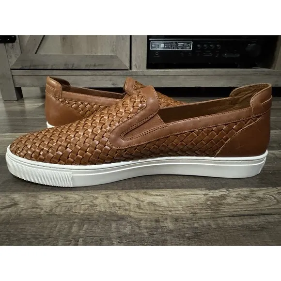 Donald J. Pliner Brown Leather Boating Shoes Mens 15 M Loafers Woven Clarks