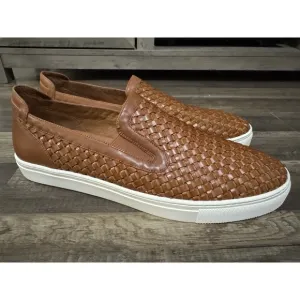 Donald J. Pliner Brown Leather Boating Shoes Mens 15 M Loafers Woven Clarks