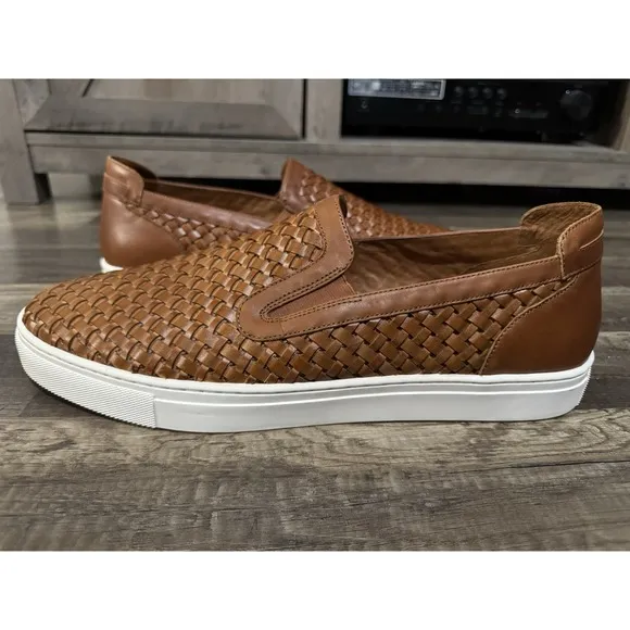Donald J. Pliner Brown Leather Boating Shoes Mens 15 M Loafers Woven Clarks