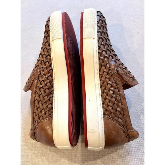 Donald J. Pliner Brown Leather Boating Shoes Mens 8.5 M Loafers Woven Clarks