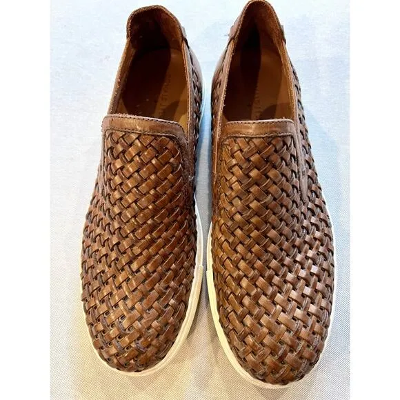 Donald J. Pliner Brown Leather Boating Shoes Mens 8.5 M Loafers Woven Clarks
