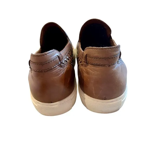 Donald J. Pliner Brown Leather Boating Shoes Mens 8.5 M Loafers Woven Clarks
