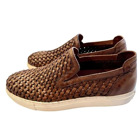 Donald J. Pliner Brown Leather Boating Shoes Mens 8.5 M Loafers Woven Clarks