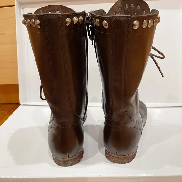 Donald J Pliner Ghalib Womens Brown Leather Studded Boots 7.5 Open Toe Combat