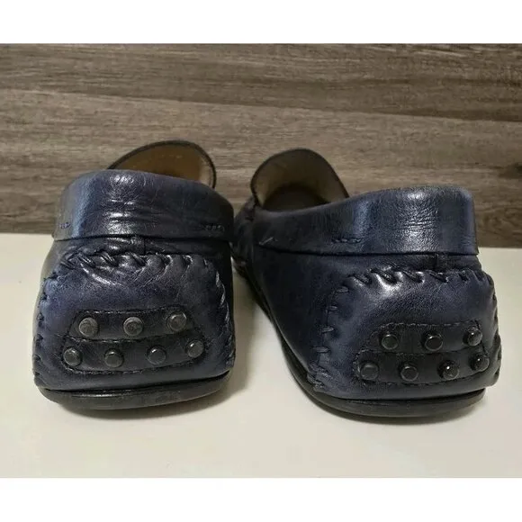 Donald J Pliner Mens Blue Leather Penny Loafers Size 13 Driving Shoes