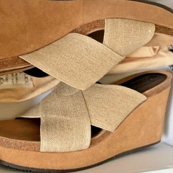 DONALD PLINER Crisscross Slip-On Wedge Sandals NWT