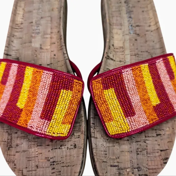 Donald Pliner Women's Fifi 24 Beaded Slip On Sandal Red Combo Women's Size 11
