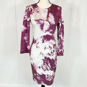 Donna Karan New York Purple and White Sequin Long Sleeve Dress Size 4