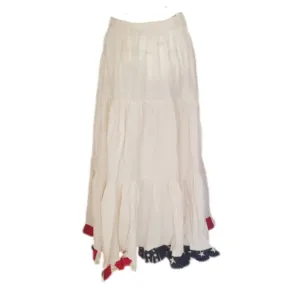 Double K Klothing Company | Cream Americana Multi Tiered Cotton Maxi Skirt