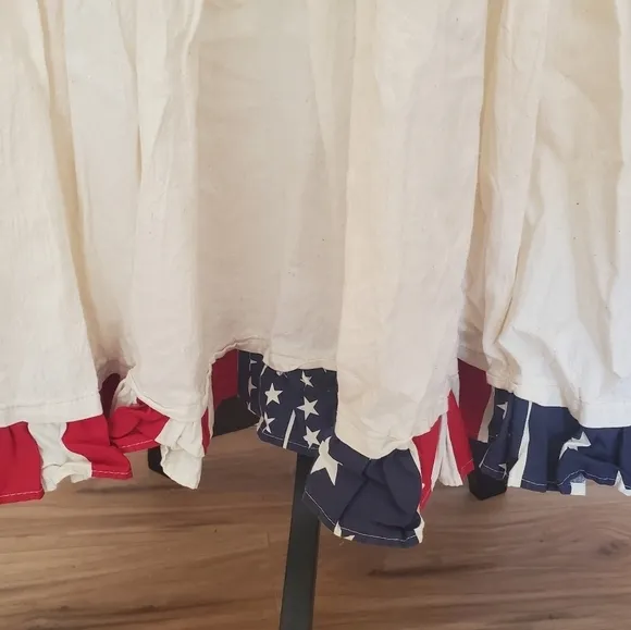 Double K Klothing Company | Cream Americana Multi Tiered Cotton Maxi Skirt