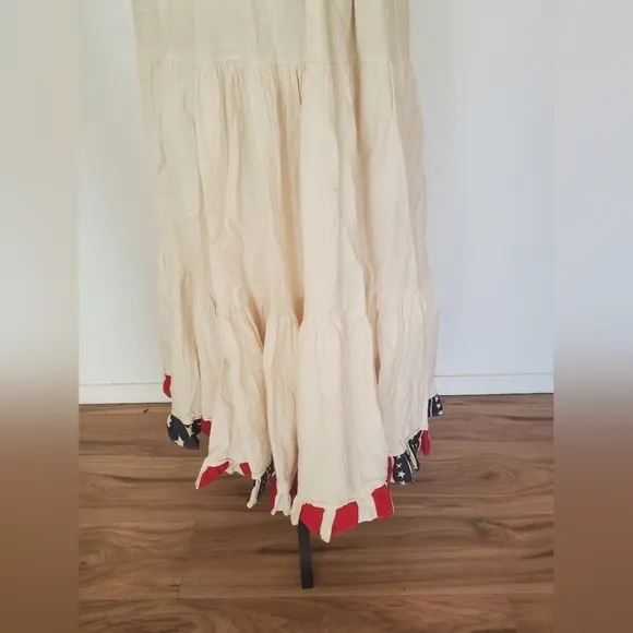 Double K Klothing Company | Cream Americana Multi Tiered Cotton Maxi Skirt