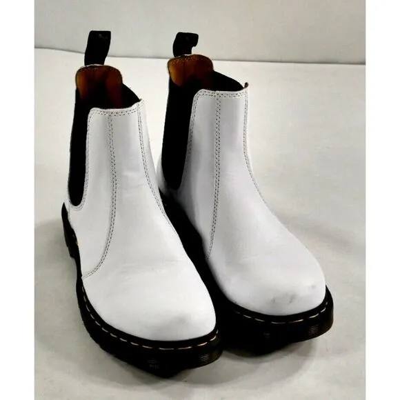 Dr. Doc Martens Chelsea Ankle Boots 2976 Smooth Leather White Wms Size US 10 EUC