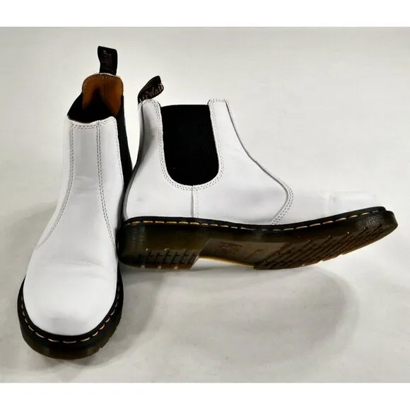 Dr. Doc Martens Chelsea Ankle Boots 2976 Smooth Leather White Wms Size US 10 EUC