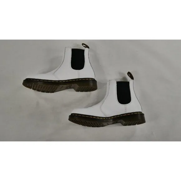 Dr. Doc Martens Chelsea Ankle Boots 2976 Smooth Leather White Wms Size US 10 EUC