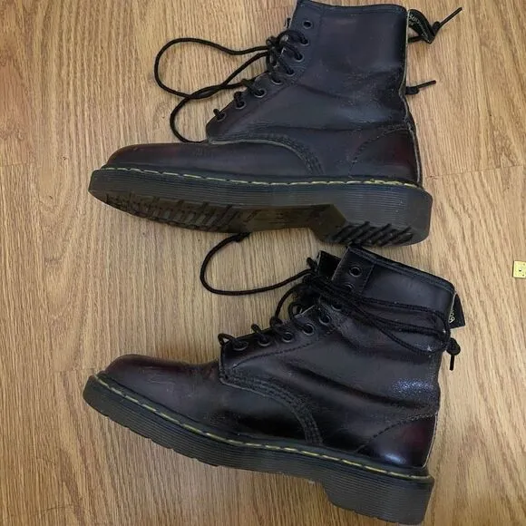 Dr. Marten 1460 leather combat boots cherry red Arcadia leather lace up UK 4