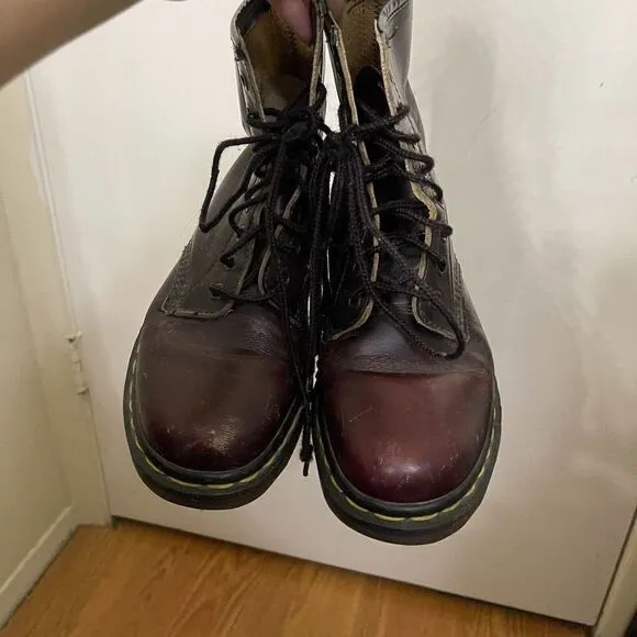 Dr. Marten 1460 leather combat boots cherry red Arcadia leather lace up UK 4