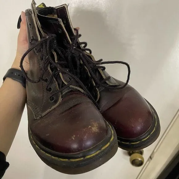 Dr. Marten 1460 leather combat boots cherry red Arcadia leather lace up UK 4