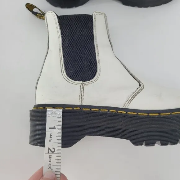 Dr marten white 2976 quade arcadia LEATHER PLATFORM CHELSEA BOOTS size 6