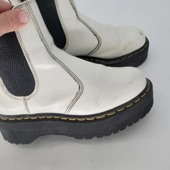Dr marten white 2976 quade arcadia LEATHER PLATFORM CHELSEA BOOTS size 6
